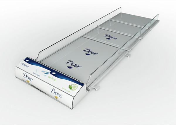 Shelf Tray Dove Unilever Exagon Design